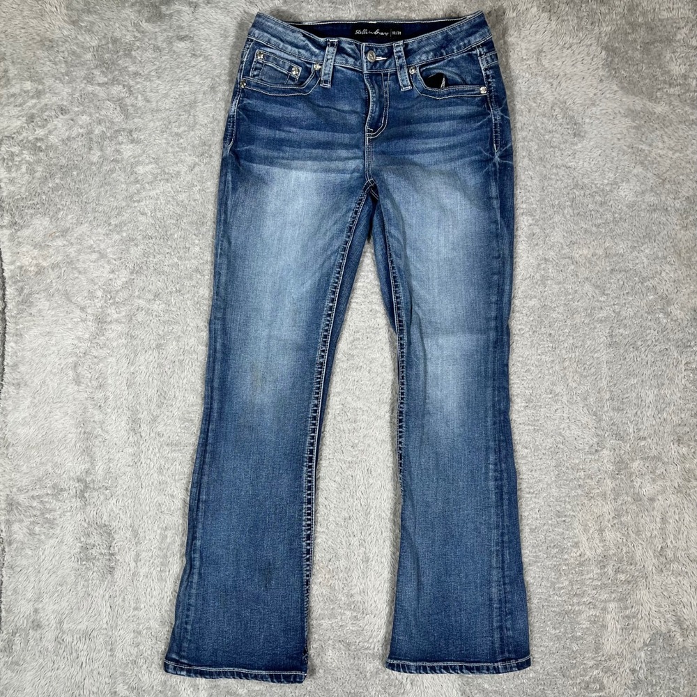 Stella in Dreams Mid Rise Bootcut Jeans 13/31 Medium Wash Cactus Embroidery